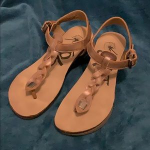 OTBT wedge sandals!  Very comfy!  Pewter metallic